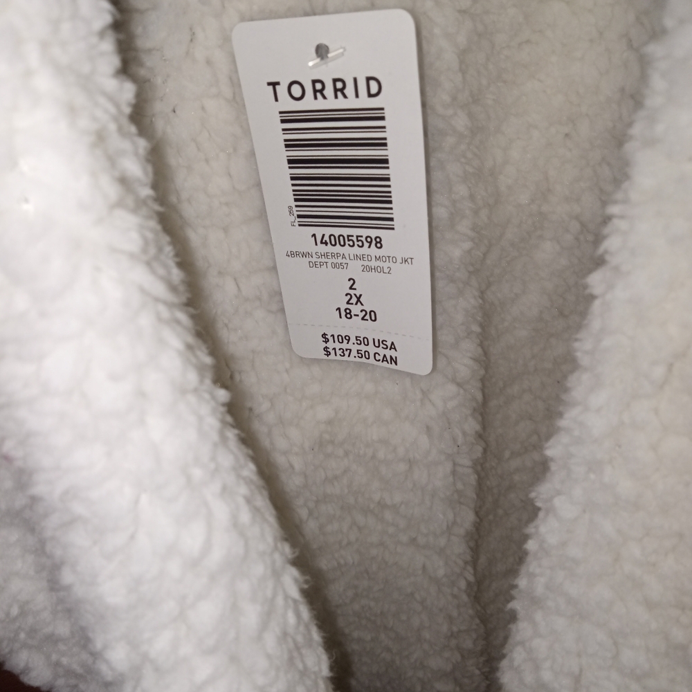 Torrid Women Tan Faux Leather Jacket with White Lining